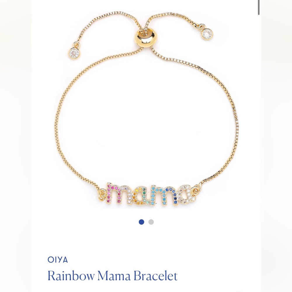 Gold rainbow letter Mama bracelet